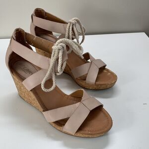 Sperry cream top-sider drawn ari open toe wedge leather sandals size 8